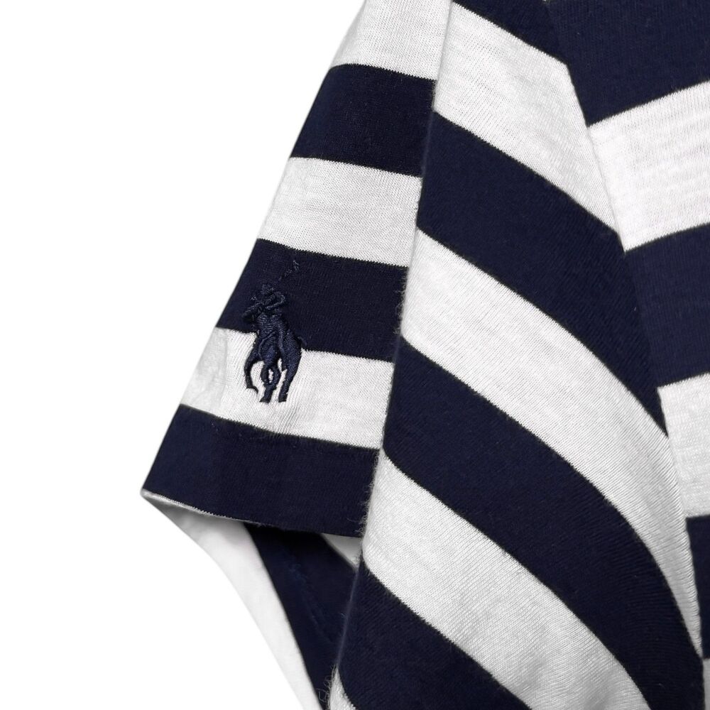 Polo Ralph Lauren Womens XL Navy Blue White Striped Maxi Dress Pony Logo Cotton - Picture 5 of 9